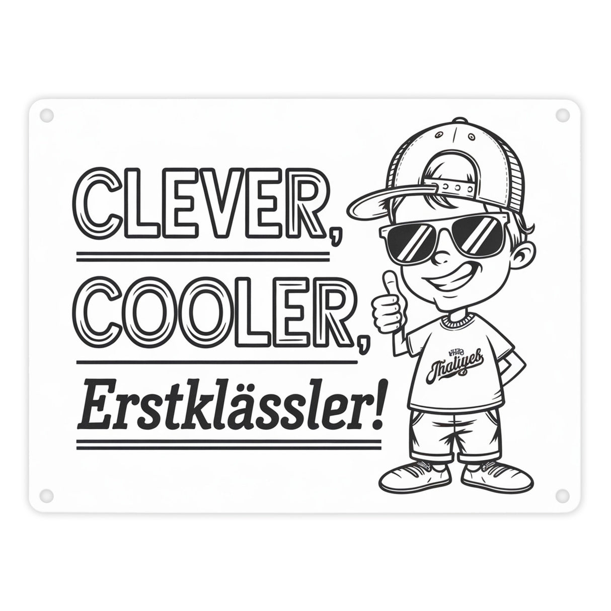 Clever, cooler, Erstklässler Metallschild in 15x20 cm für den Schulanfang