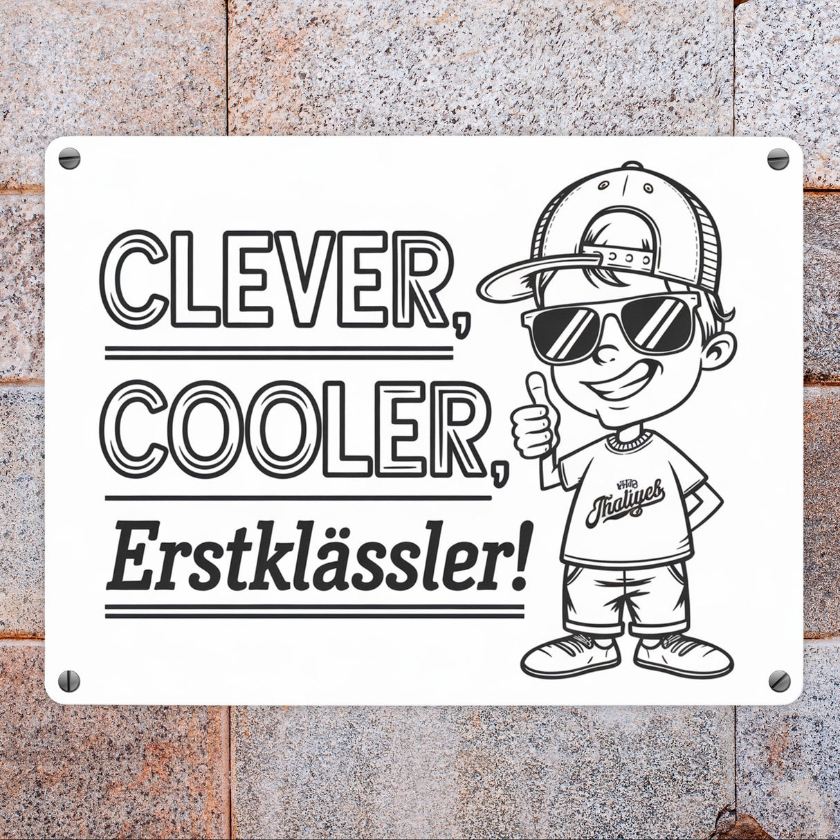 Clever, cooler, Erstklässler Metallschild in 15x20 cm für den Schulanfang