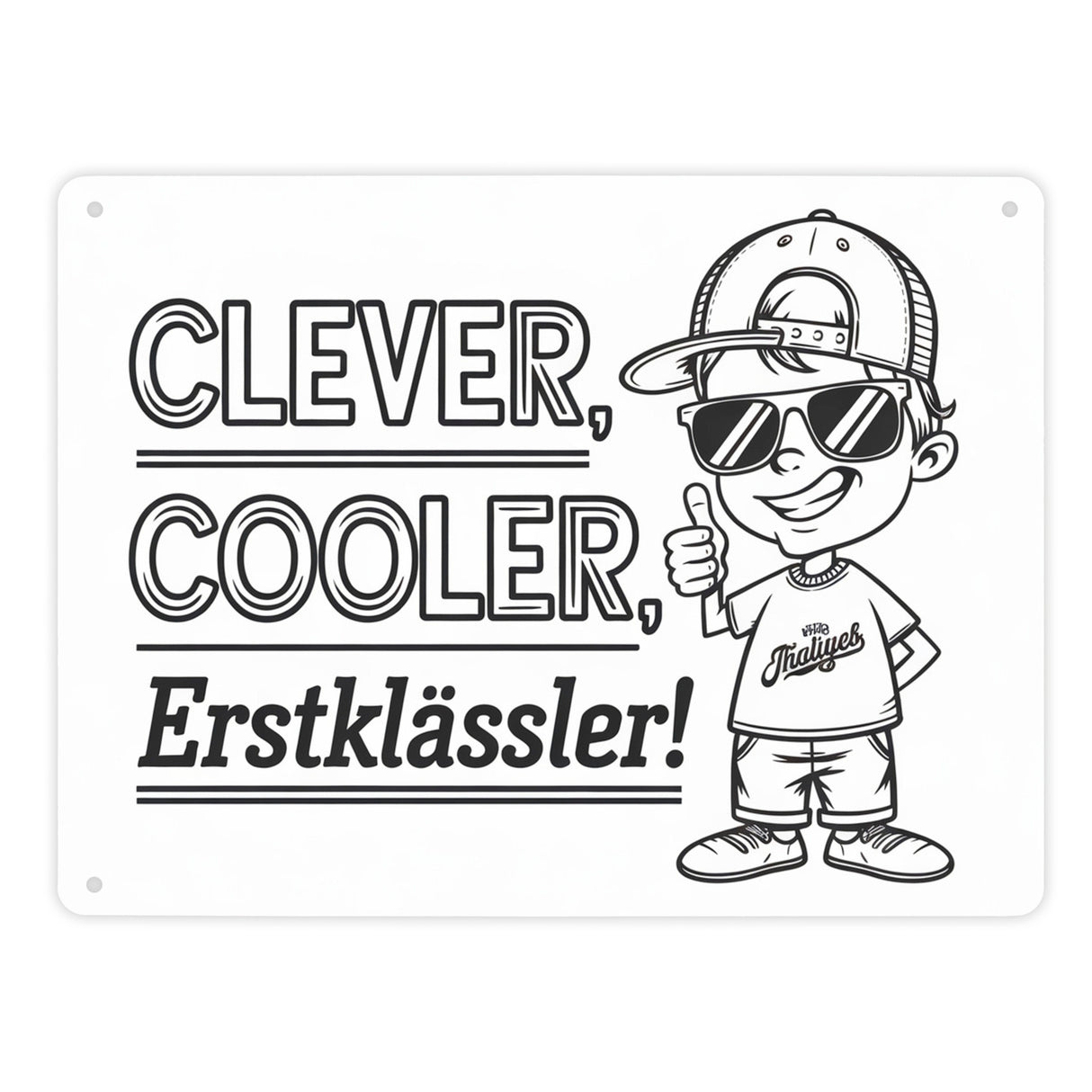 Clever, cooler, Erstklässler Metallschild in 15x20 cm für den Schulanfang