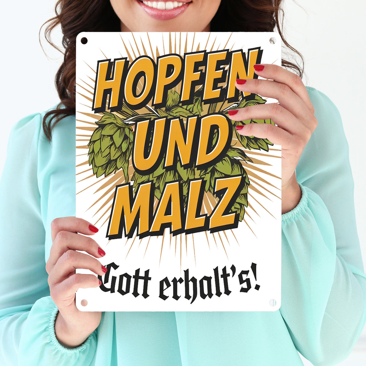 Hopfen und Malz, Gott erhalt's! Metallschild in 15x20 cm