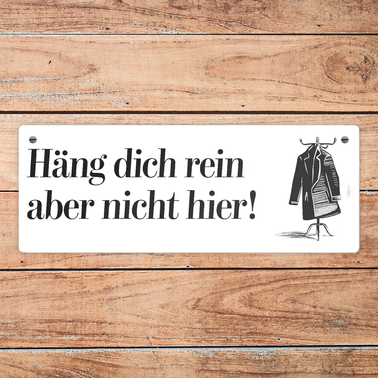 Kleiderbügel mit Mantel - Häng dich rein Metallschild