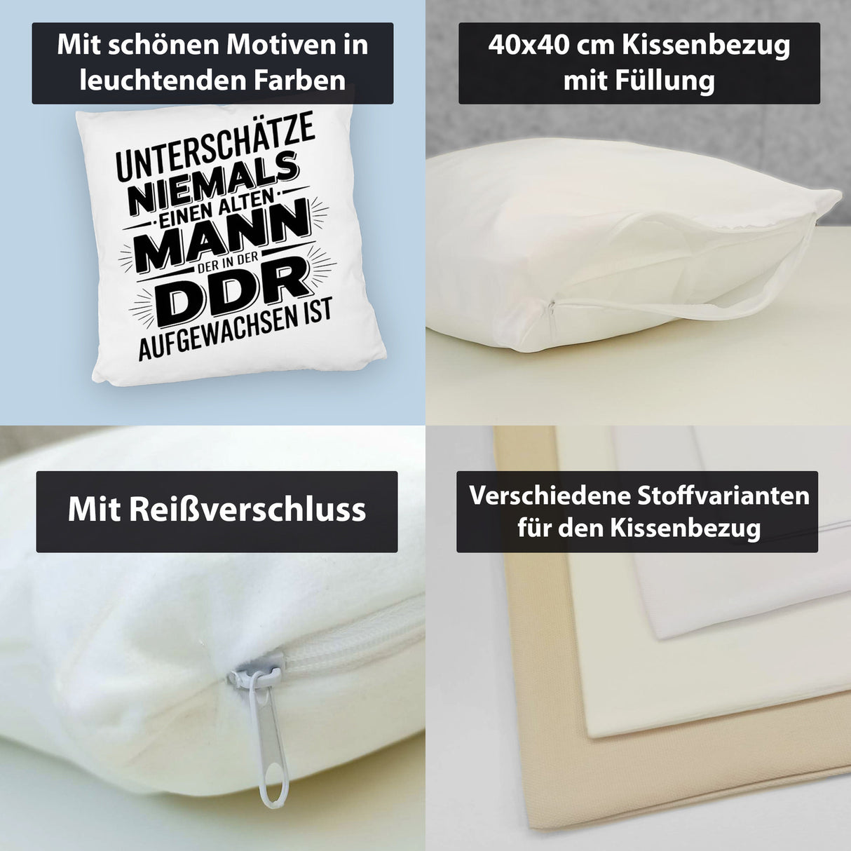 DDR Nostalgie Spruch Kissen für Ossis