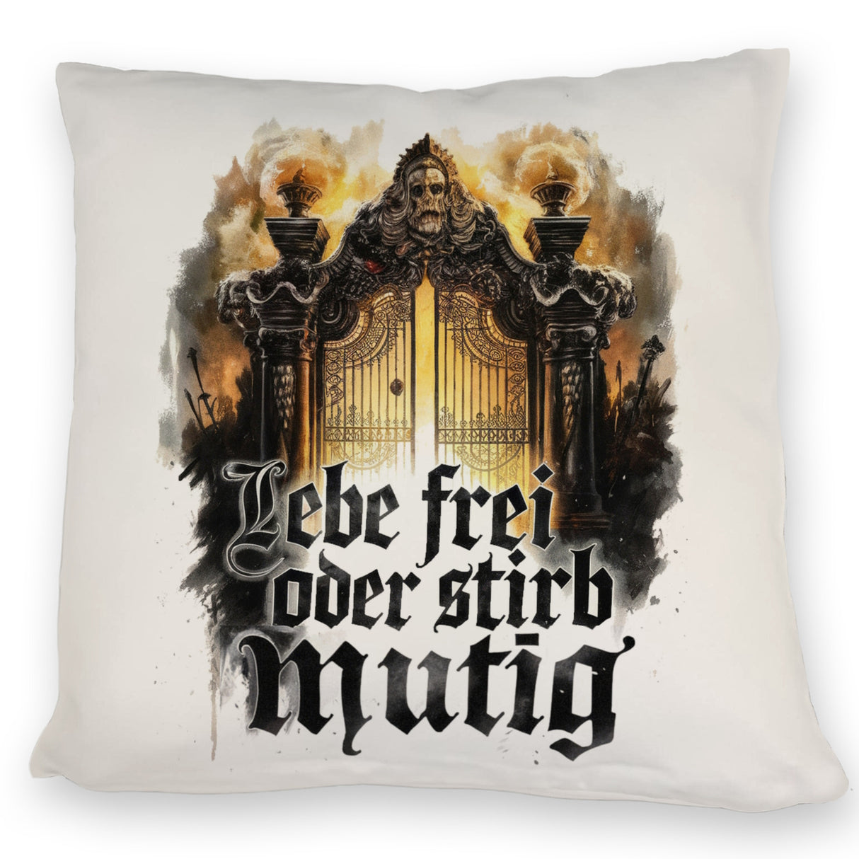 Lebe frei oder stirb mutig Kissen - Valhalla