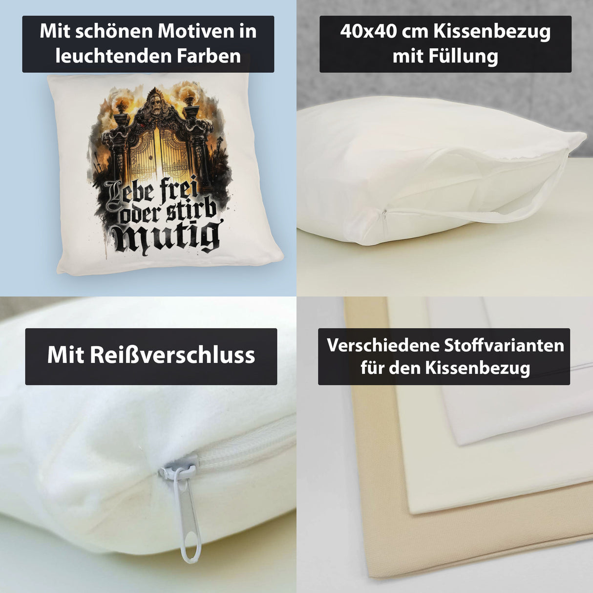 Lebe frei oder stirb mutig Kissen - Valhalla