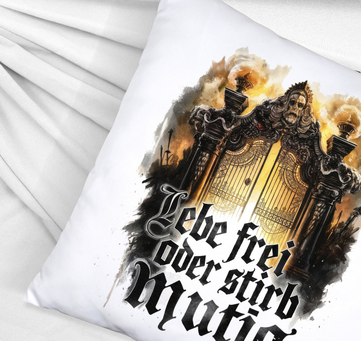 Lebe frei oder stirb mutig Kissen - Valhalla