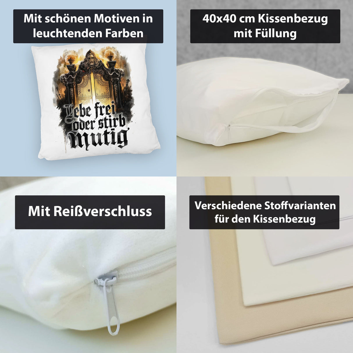 Lebe frei oder stirb mutig Kissen - Valhalla