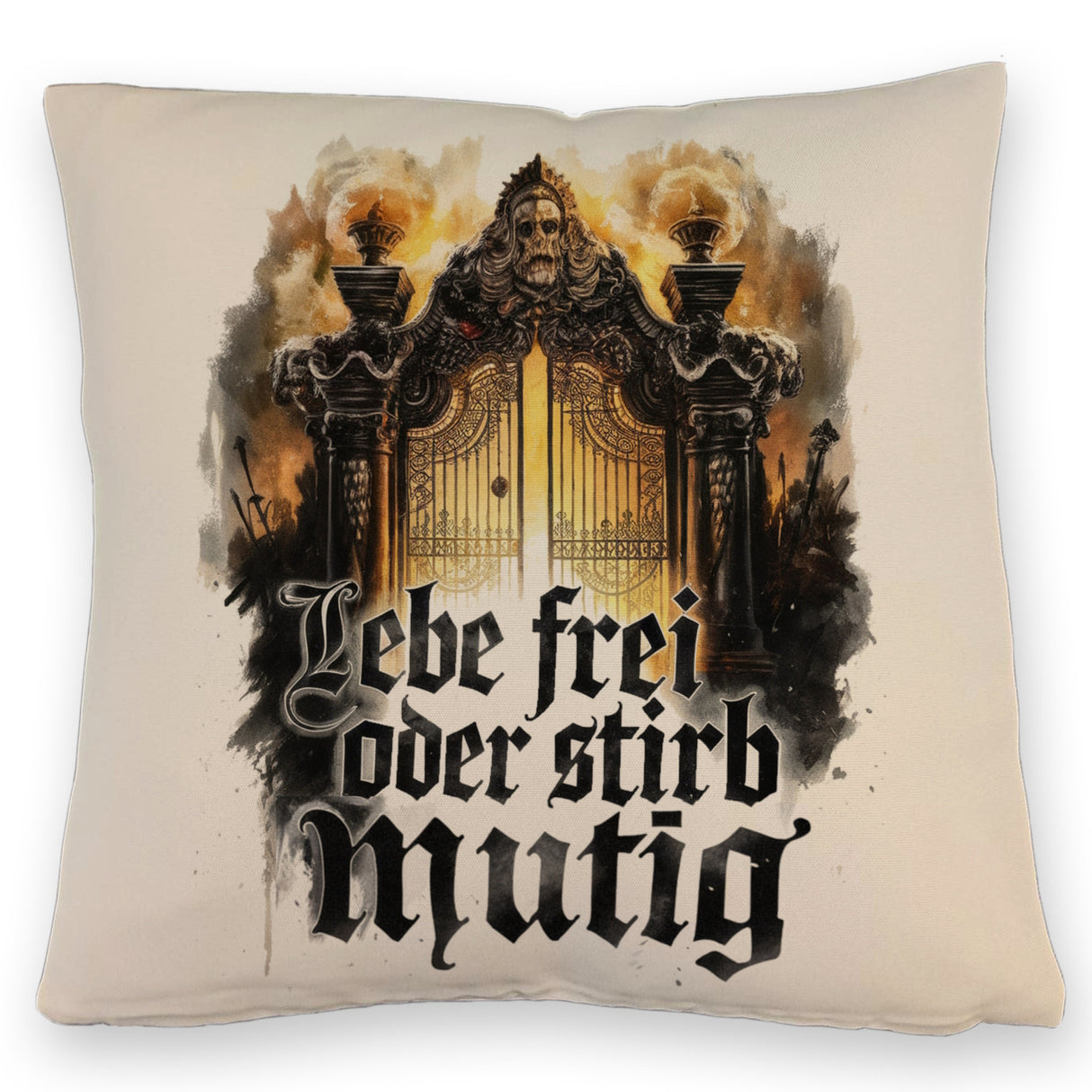 Lebe frei oder stirb mutig Kissen - Valhalla