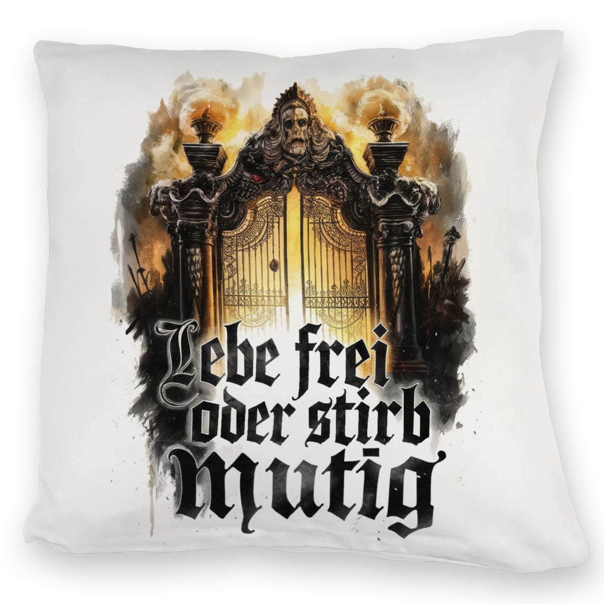 Lebe frei oder stirb mutig Kissen - Valhalla