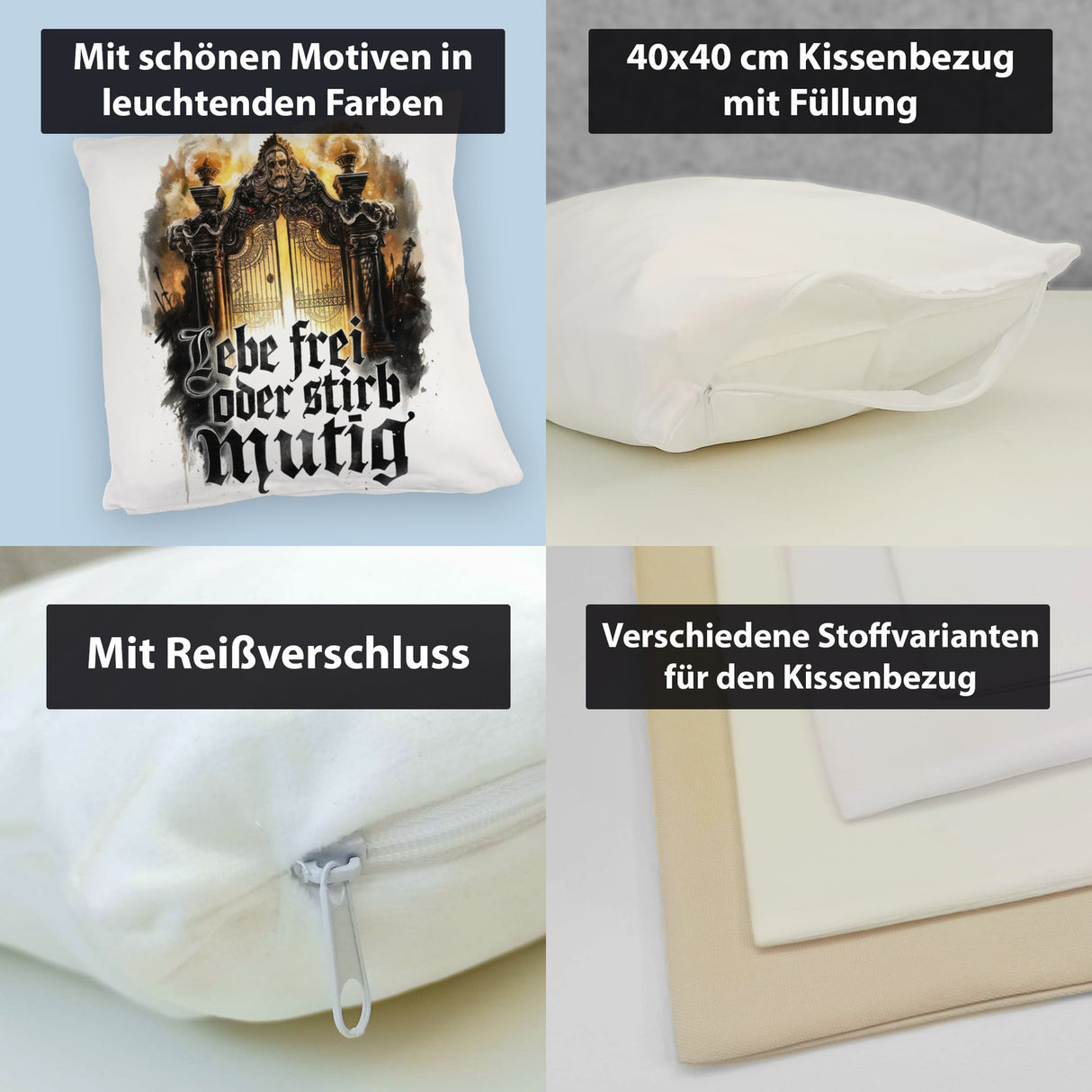 Lebe frei oder stirb mutig Kissen - Valhalla