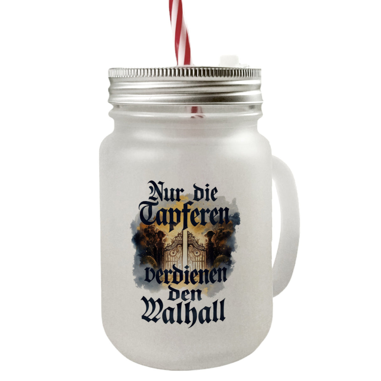 Nur die Tapferen verdienen den Walhall Trinkglas mit Bambusdeckel