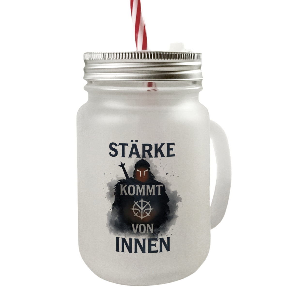 Starker Krieger - Stärke kommt von innen Trinkglas mit Bambusdeckel