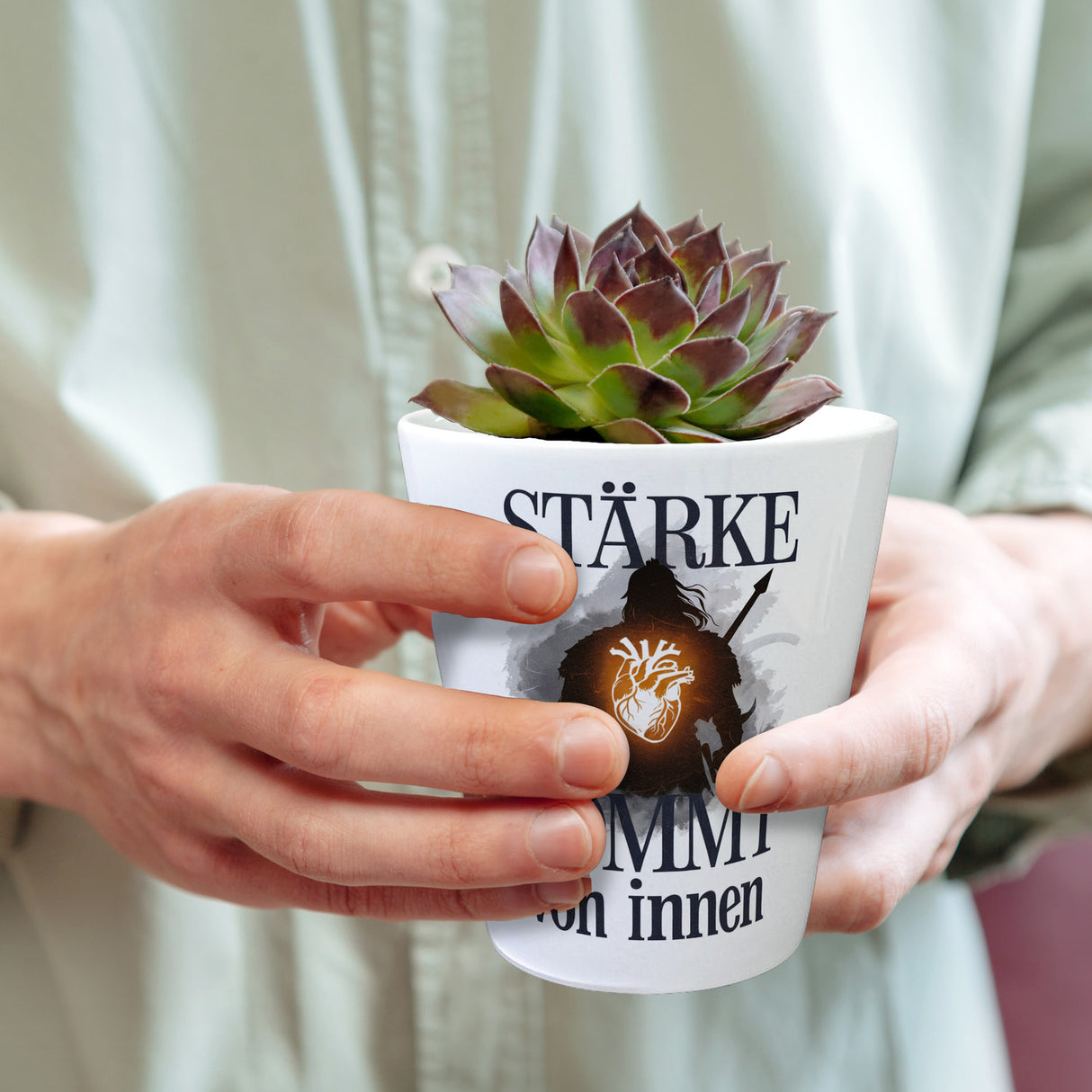 Stärke kommt von innen Blumentopf - Silhouette Krieger