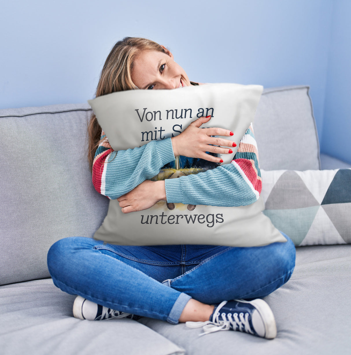 Mit Segen unterwegs Kissen - Segenstrahlendes Kreuz