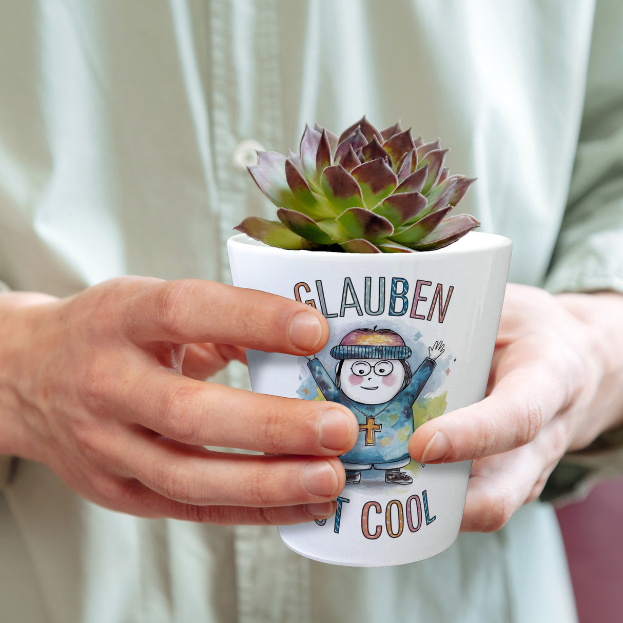 Glauben ist cool Blumentopf - christliches Motiv