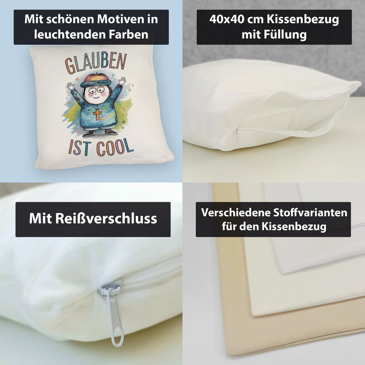 Glauben ist cool Kissen - christliches Motiv