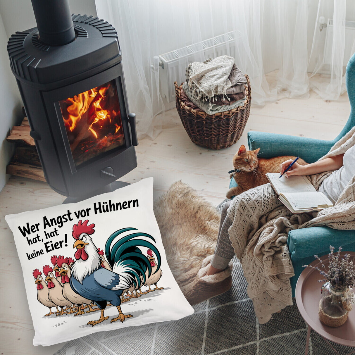 Wer Angst vor Hühnern hat, hat keine Eier! Kissen
