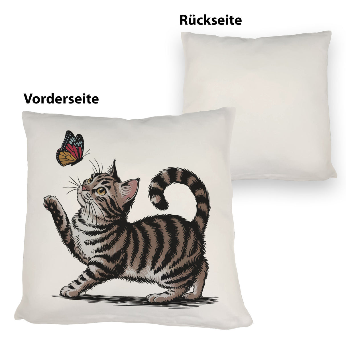 Katze mit Schmetterling Kissen für Tierliebhaber