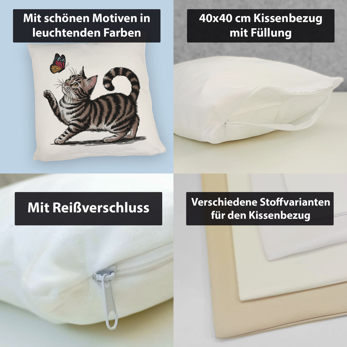 Katze mit Schmetterling Kissen für Tierliebhaber