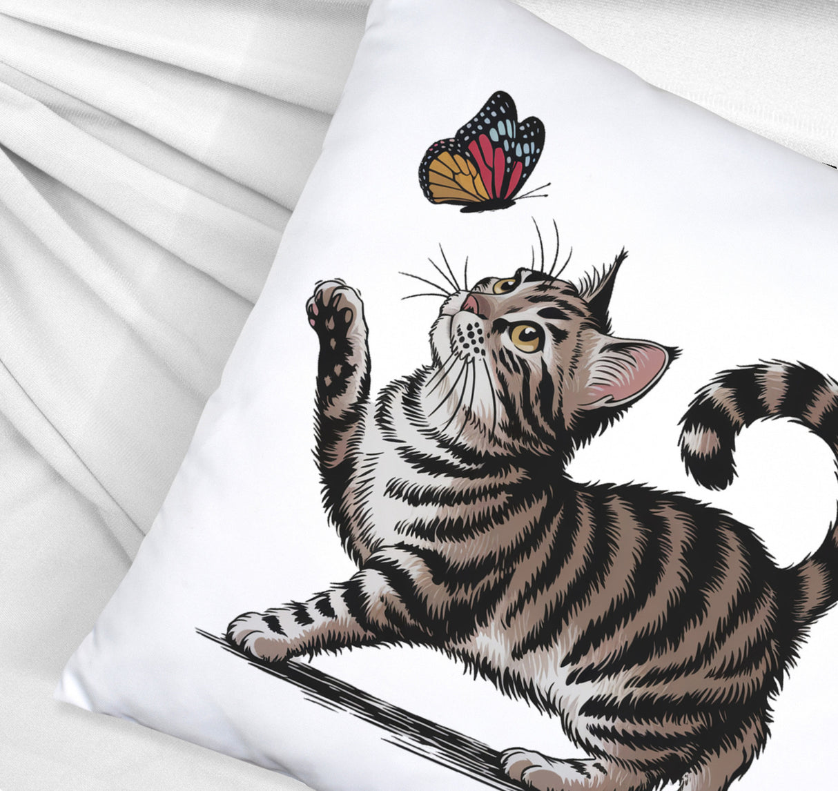 Katze mit Schmetterling Kissen für Tierliebhaber