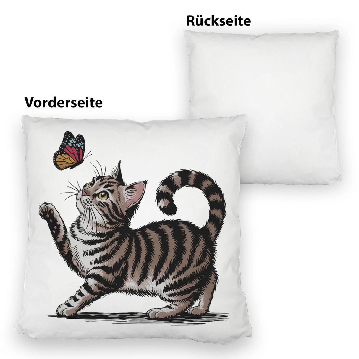 Katze mit Schmetterling Kissen für Tierliebhaber