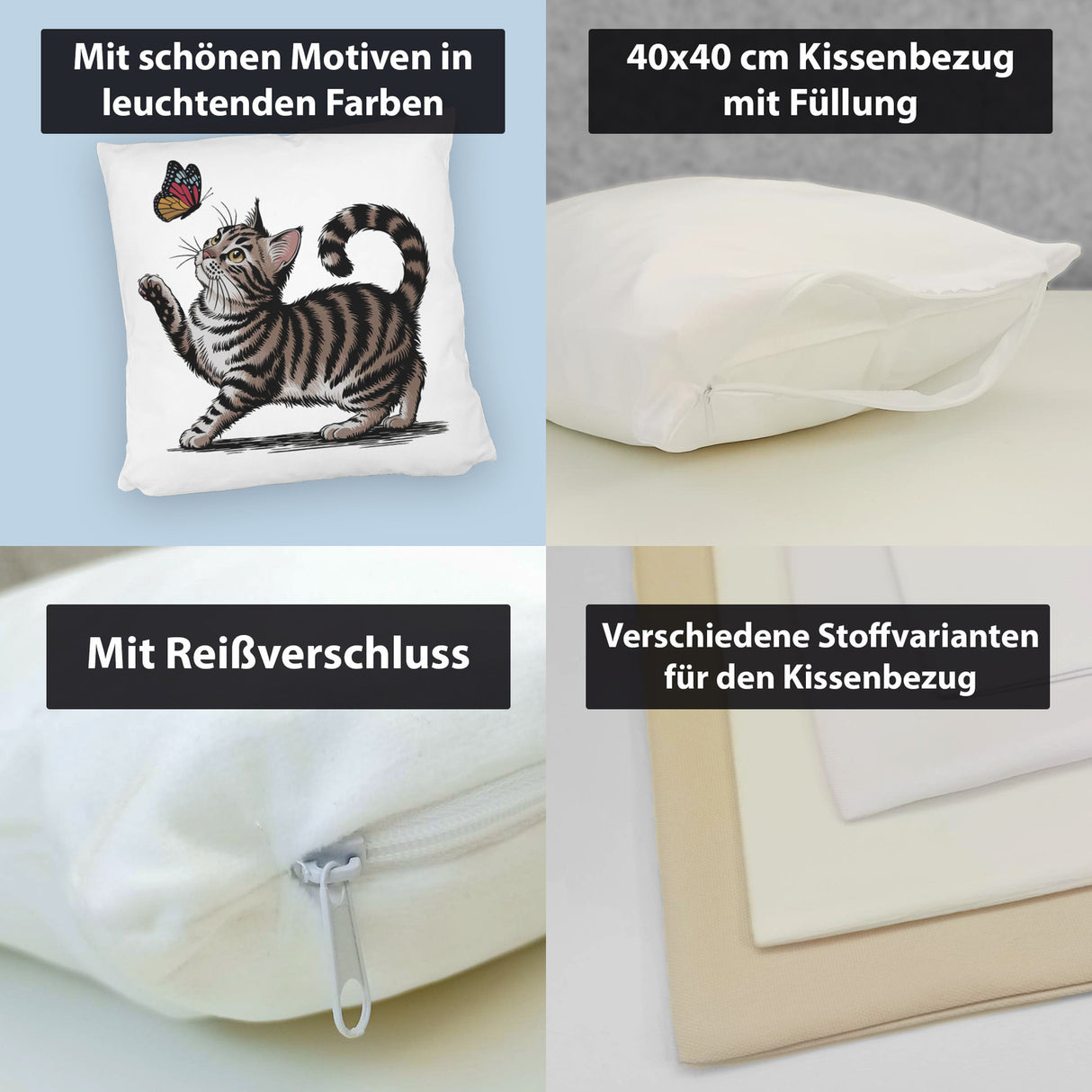 Katze mit Schmetterling Kissen für Tierliebhaber