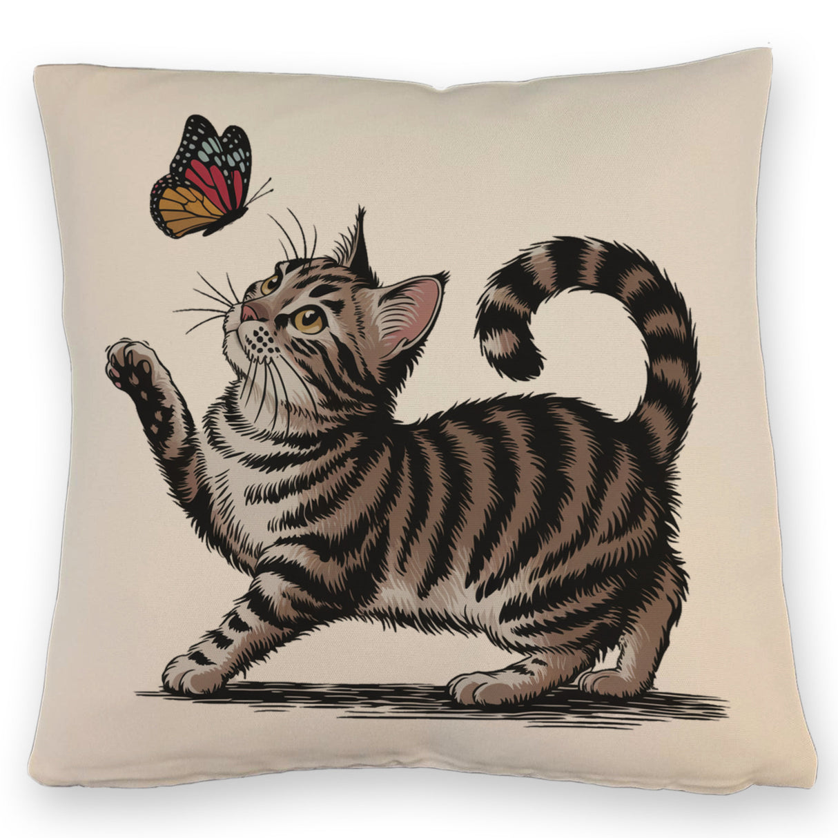 Katze mit Schmetterling Kissen für Tierliebhaber