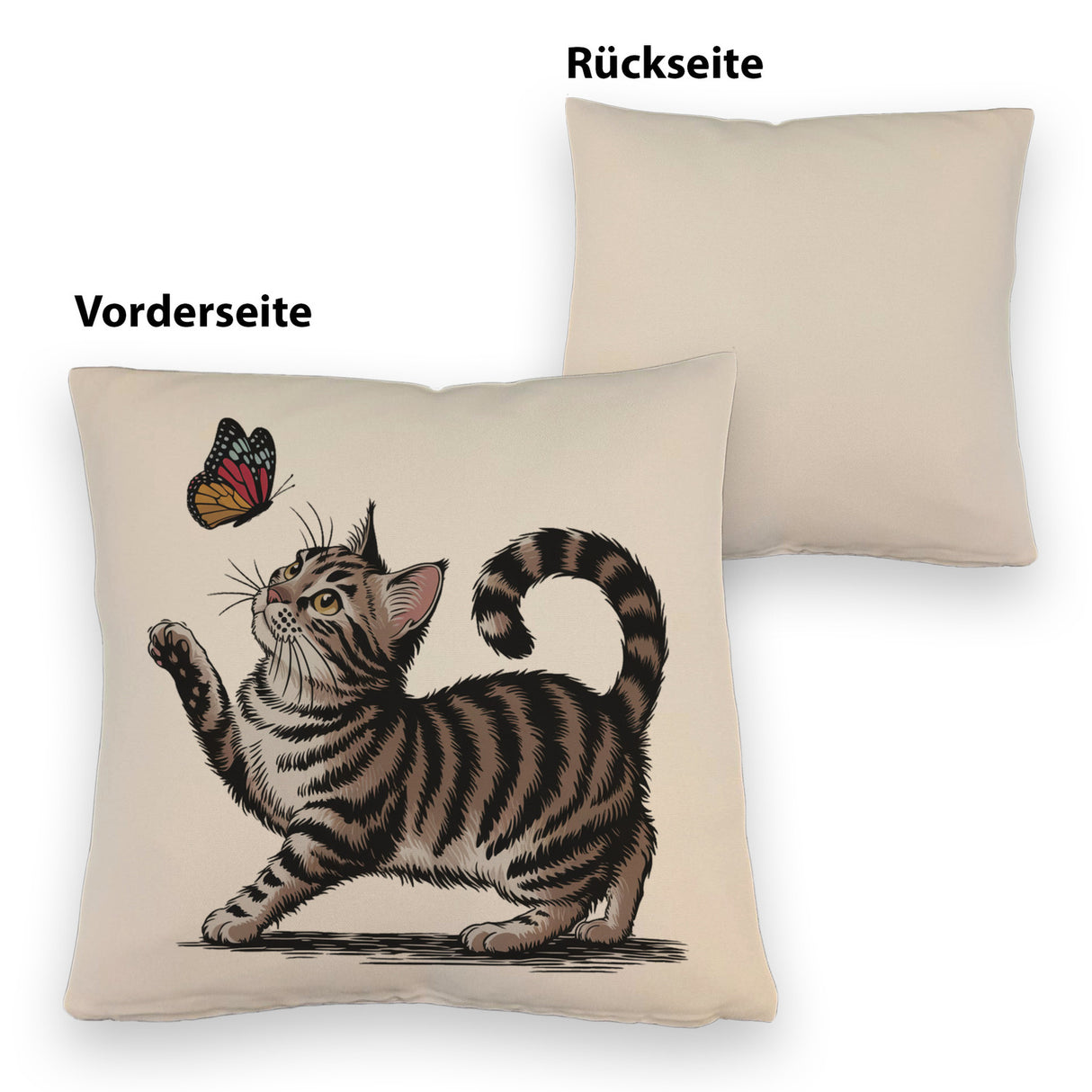 Katze mit Schmetterling Kissen für Tierliebhaber