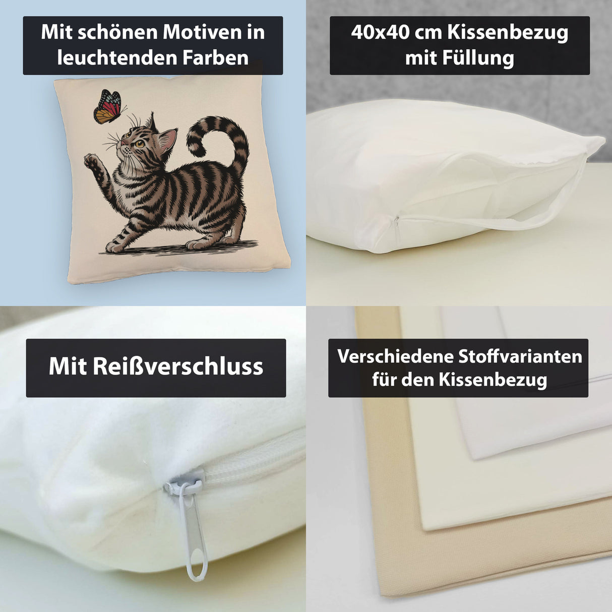 Katze mit Schmetterling Kissen für Tierliebhaber