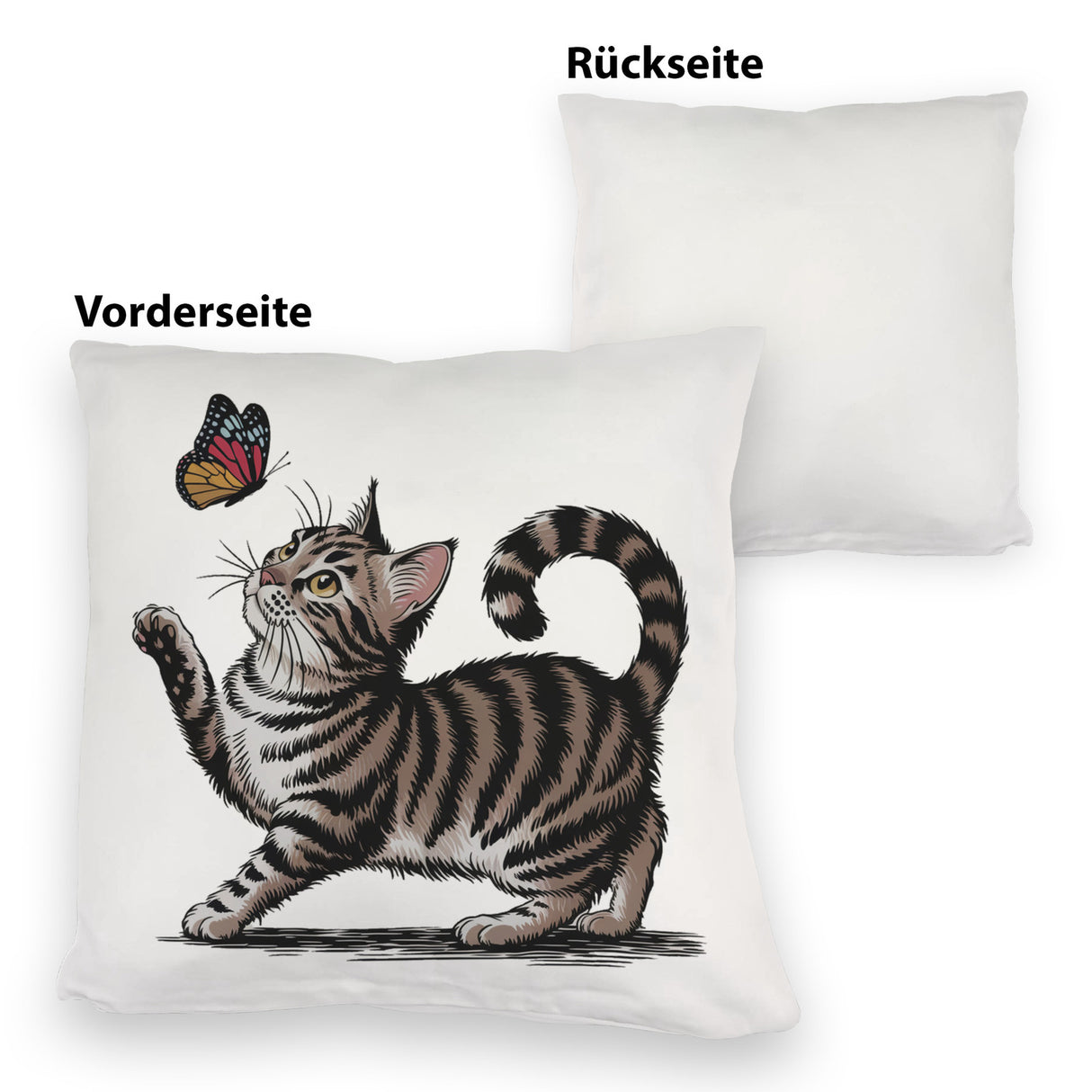 Katze mit Schmetterling Kissen für Tierliebhaber