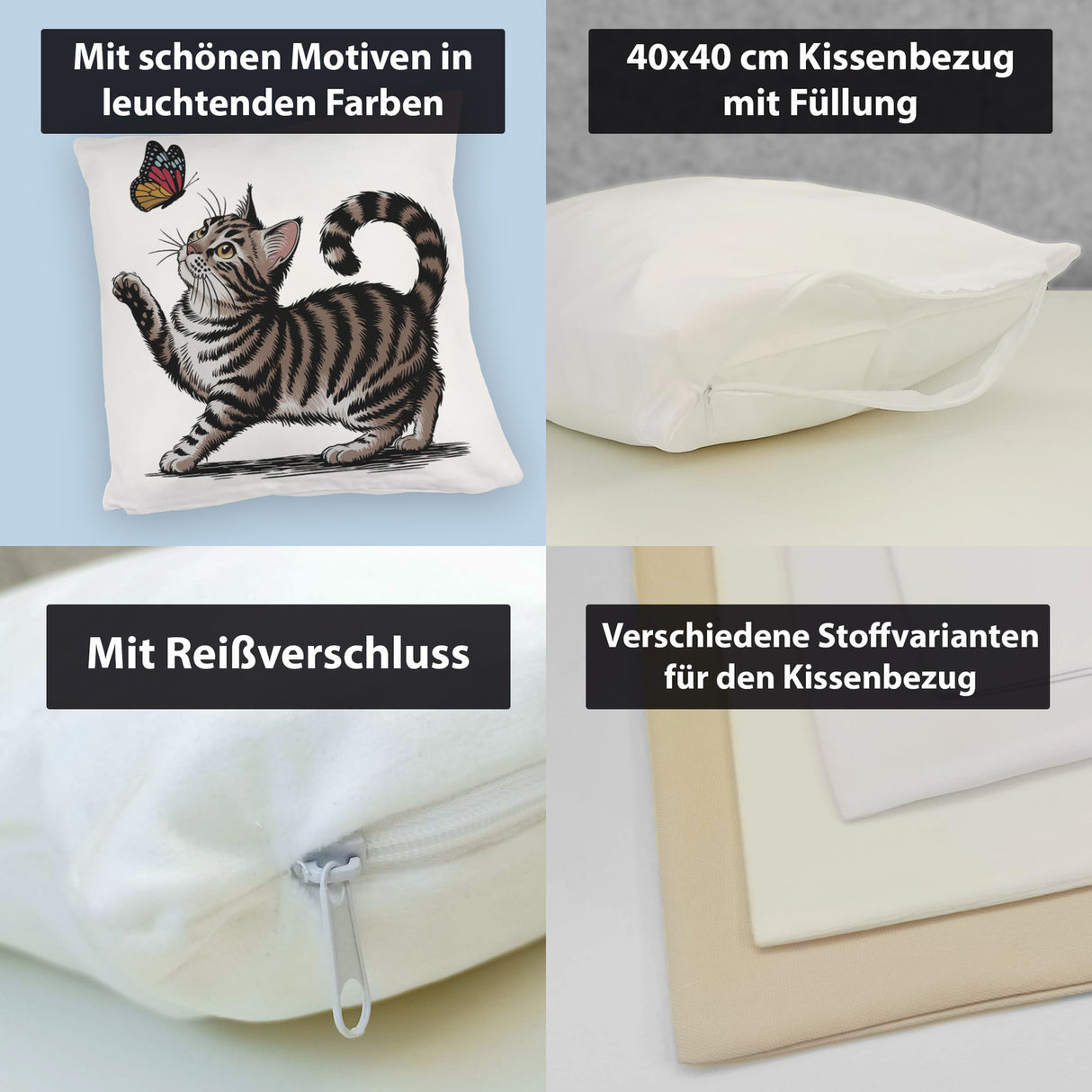 Katze mit Schmetterling Kissen für Tierliebhaber