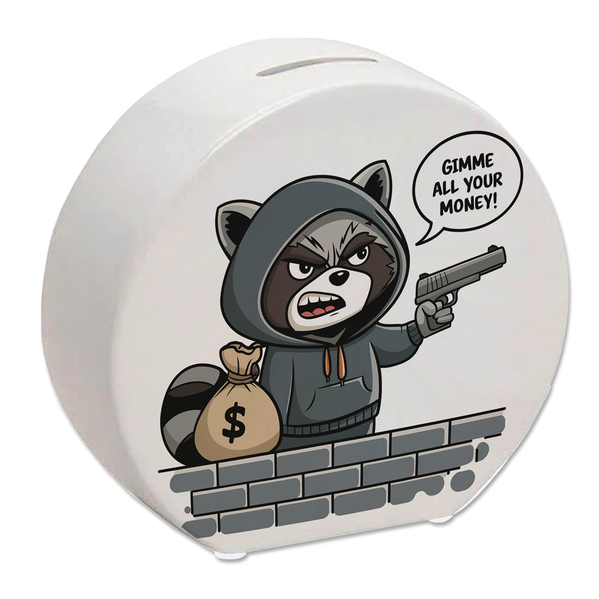 Waschbär Bandit Spardose - Gimme all your money