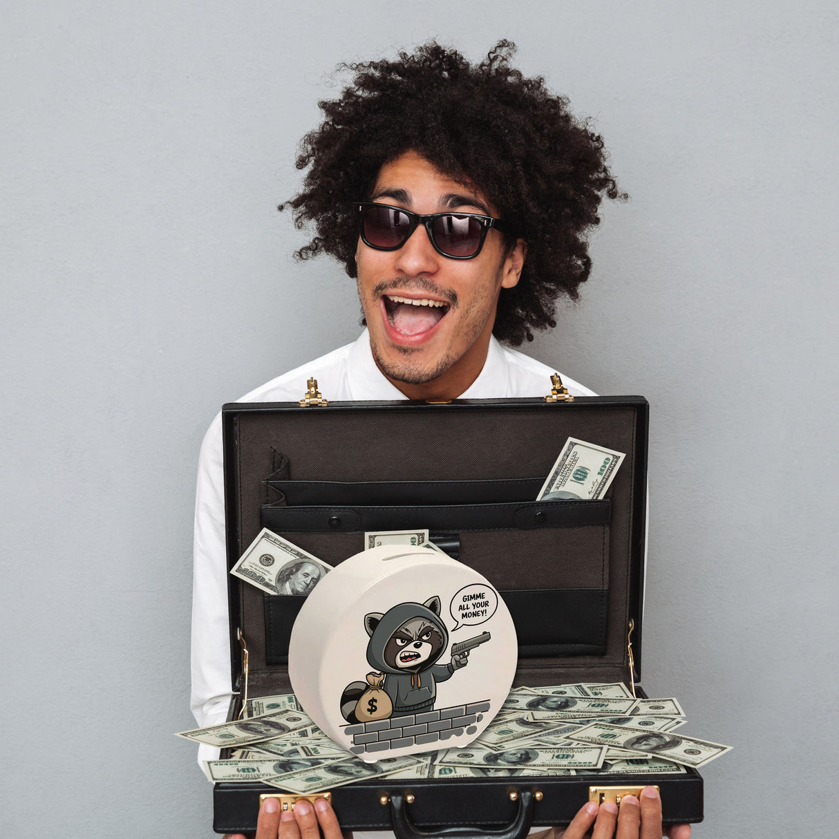 Waschbär Bandit Spardose - Gimme all your money