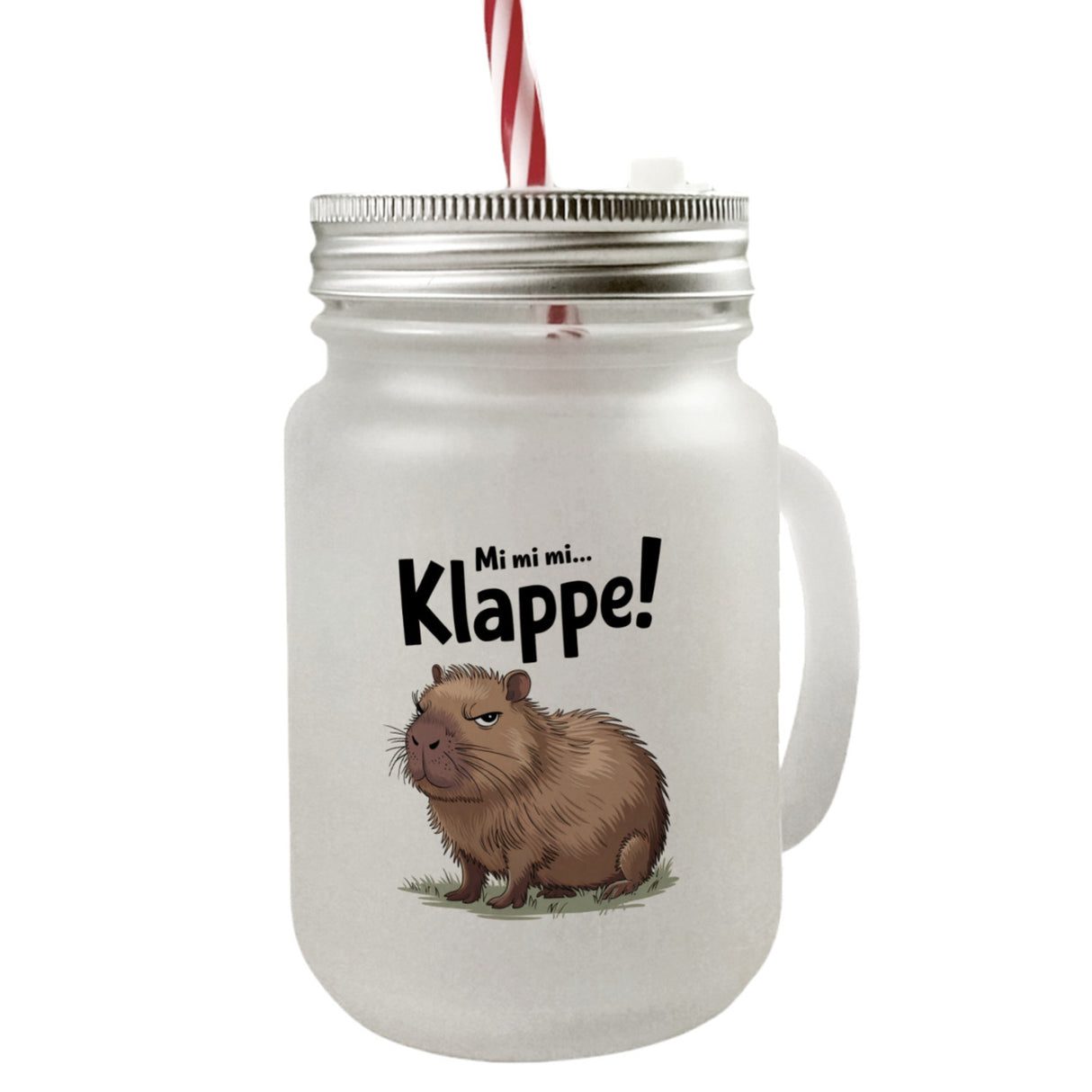 Mi mi mi... Klappe! Grimmiges Cabybara Trinkglas mit Bambusdeckel