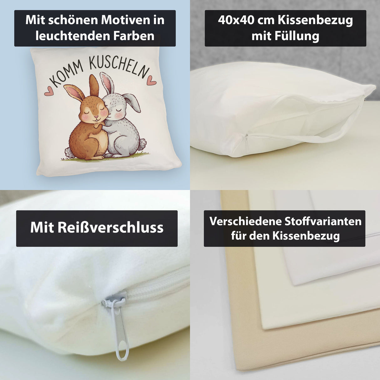 Komm kuscheln Kissen mit Kaninchen