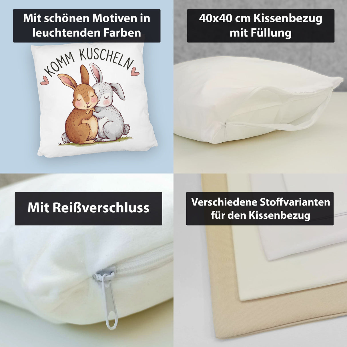 Komm kuscheln Kissen mit Kaninchen