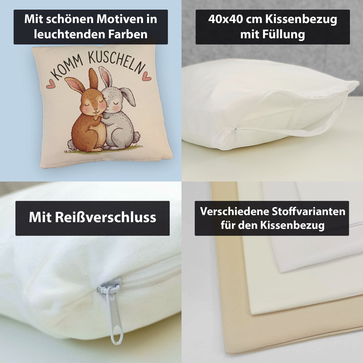 Komm kuscheln Kissen mit Kaninchen