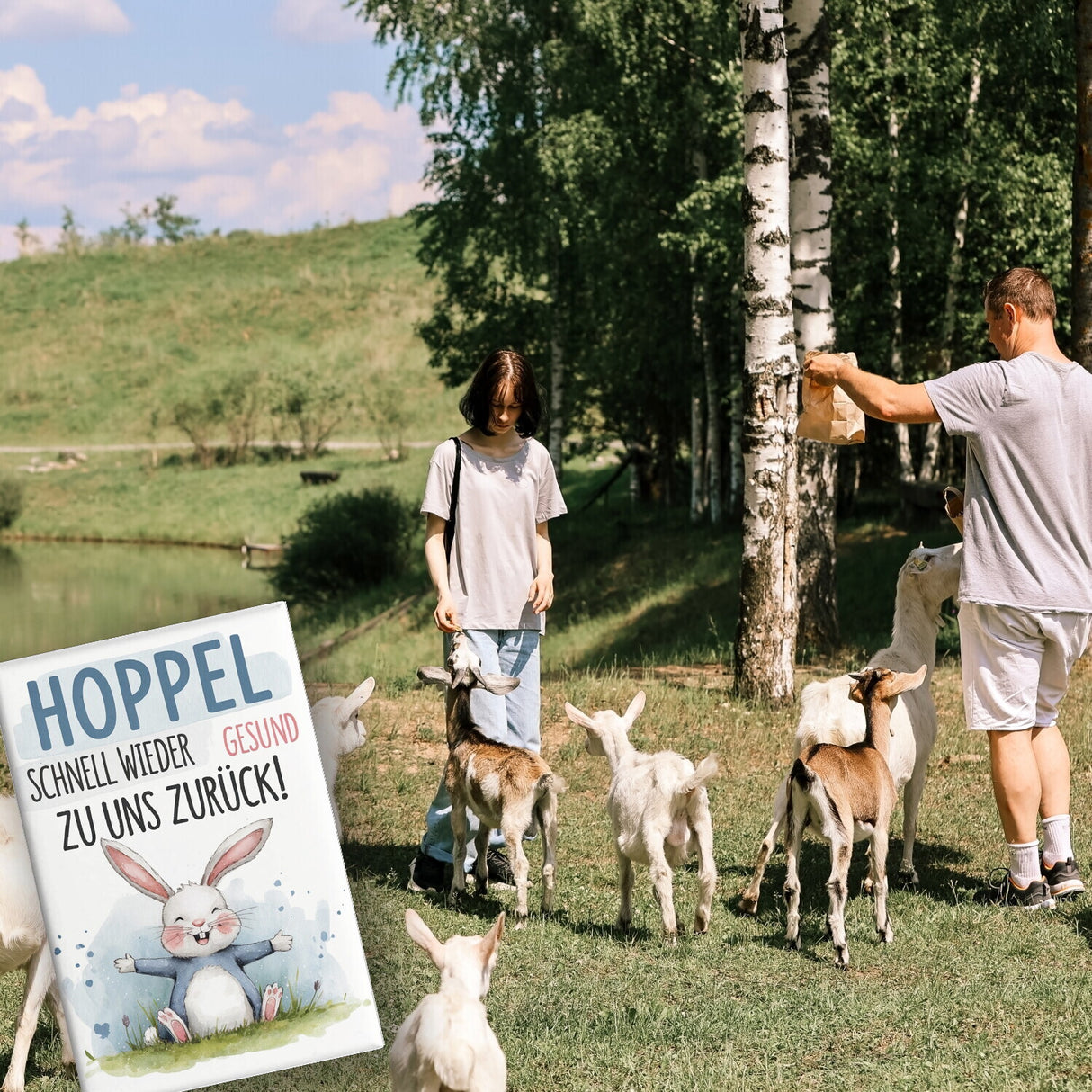 Hoppel schnell gesund zurück Souvenir Souvenir Magnet - Hase auf der Wiese