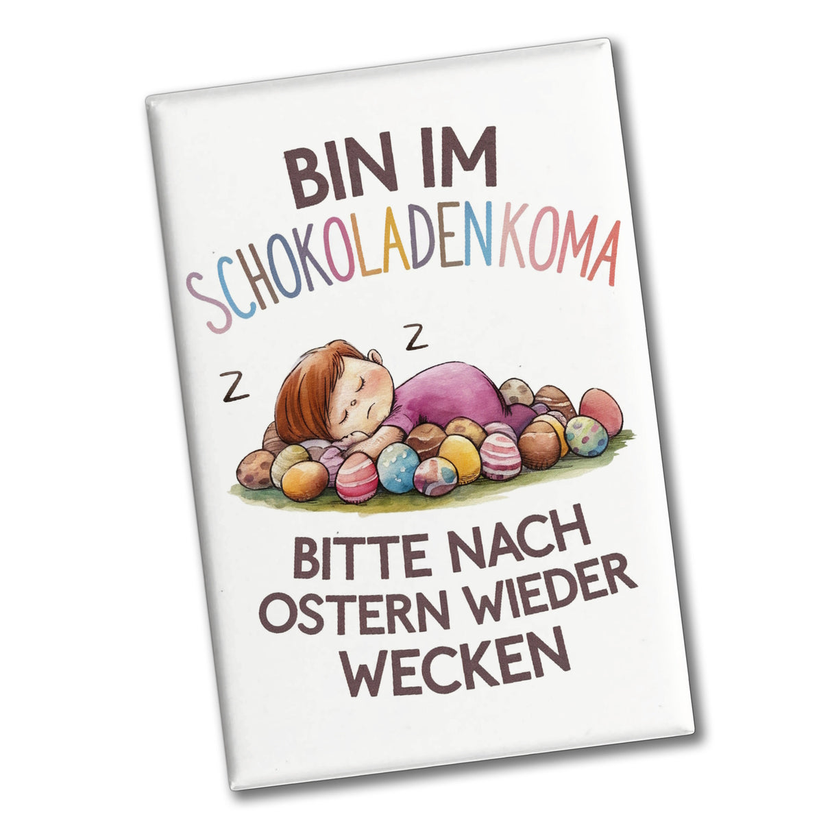 Schokoladenkoma Souvenir Souvenir Magnet - Kind auf Schokoladeneiern