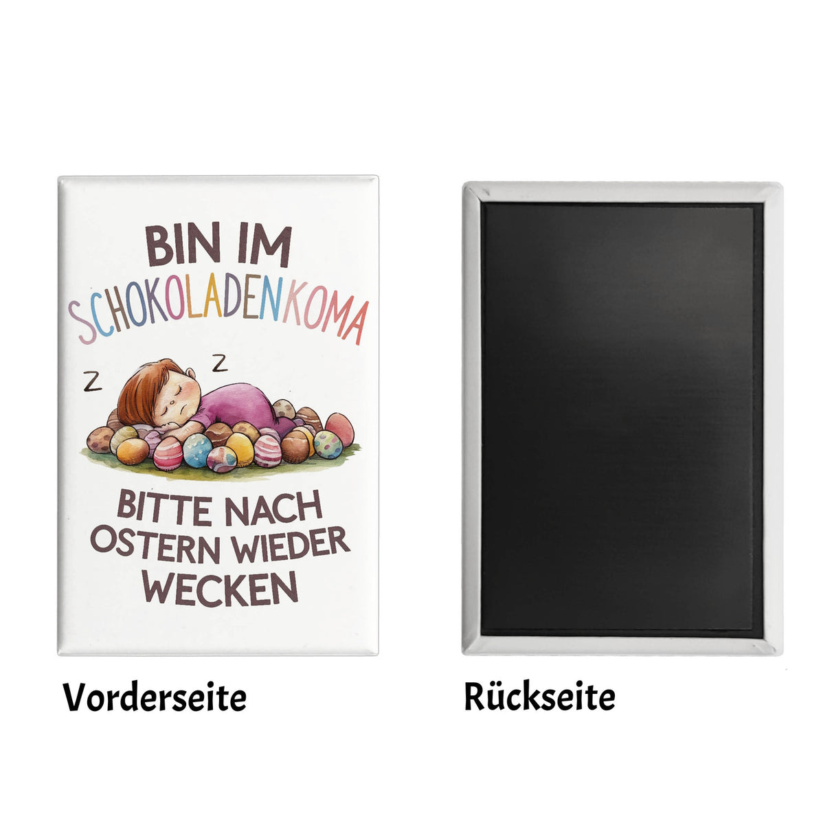 Schokoladenkoma Souvenir Souvenir Magnet - Kind auf Schokoladeneiern