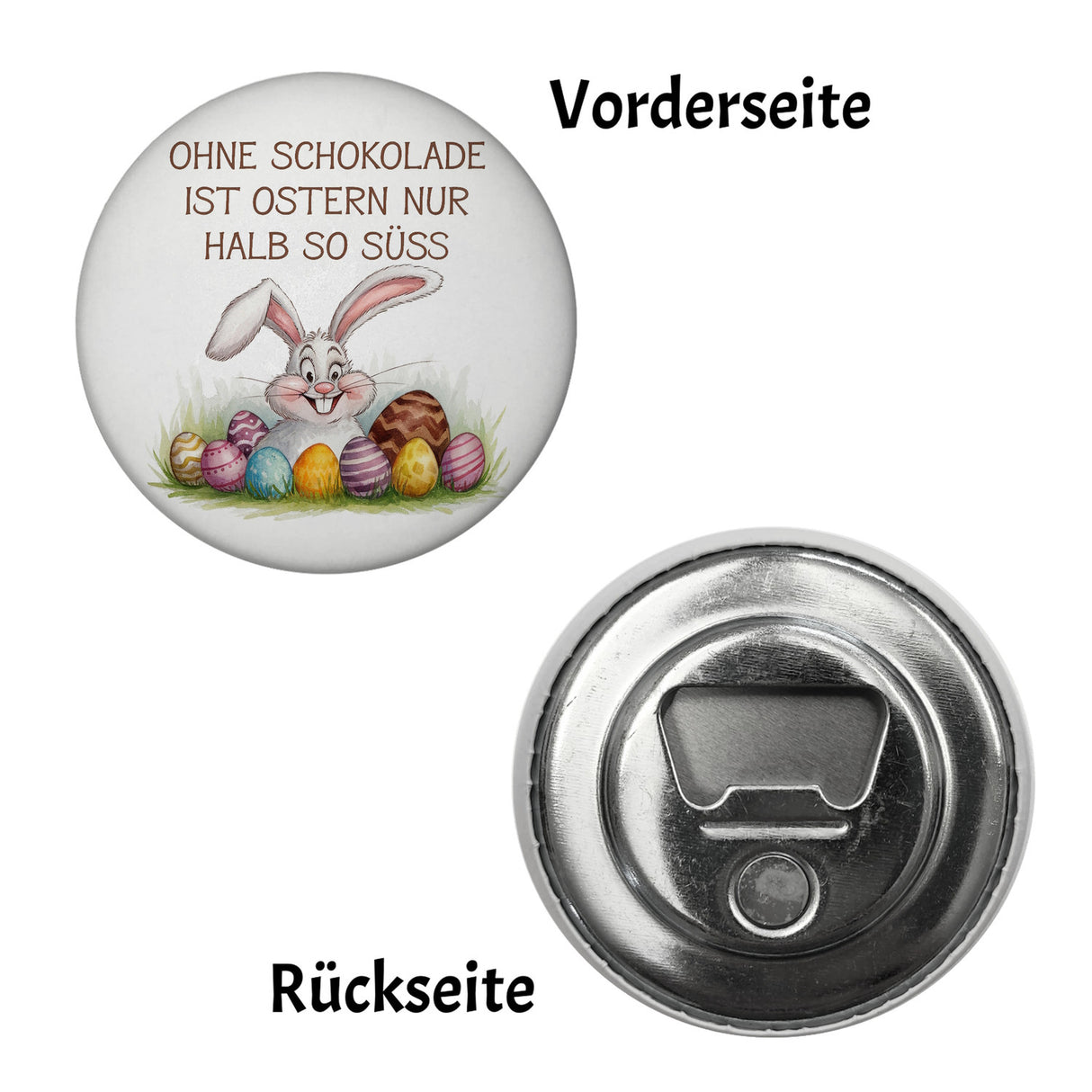 Fröhlicher Hase mit Ostereiern Magnet - Ostern ohne Schokolade halb so süß