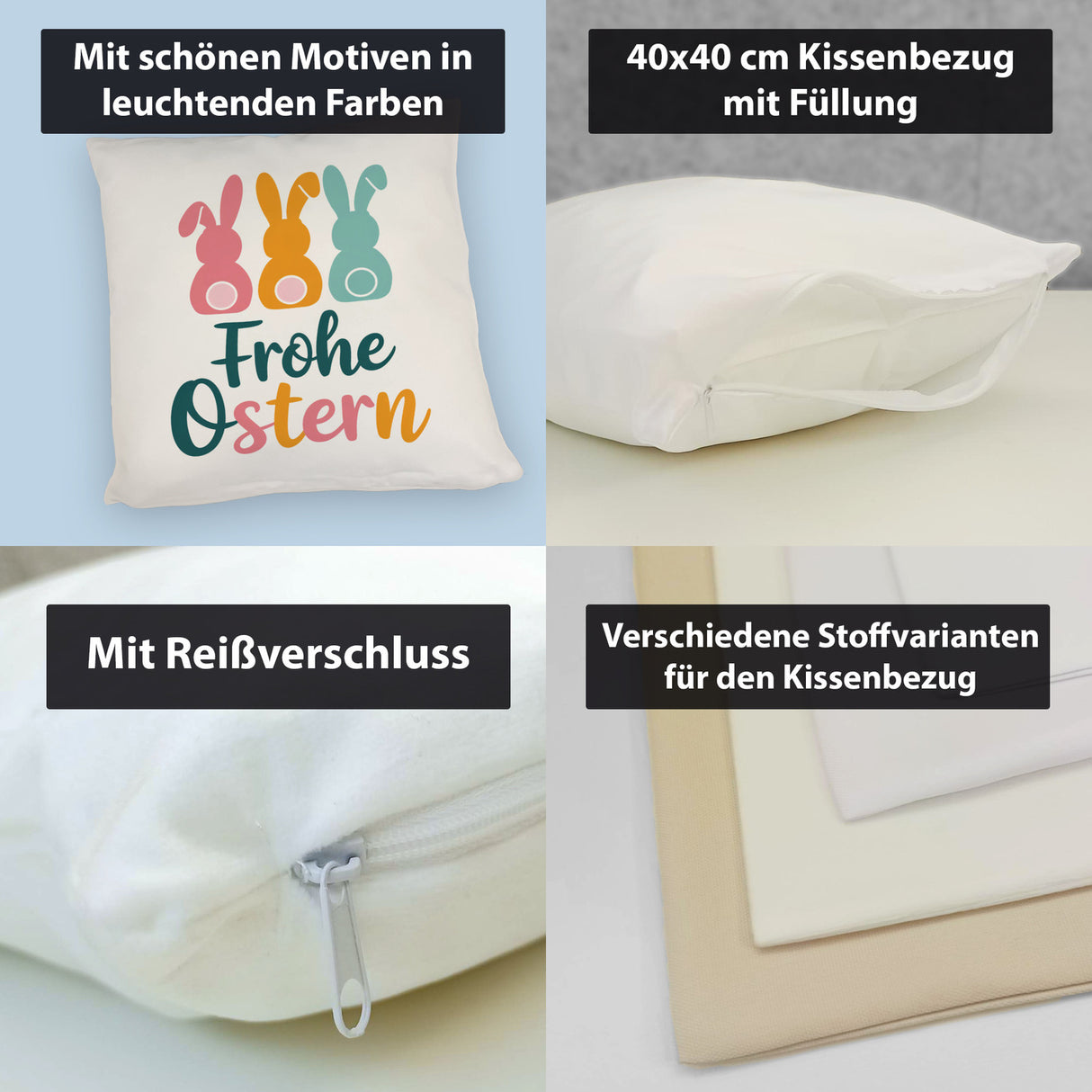 Frohe Ostern Hasen Kissen für Osterdeko