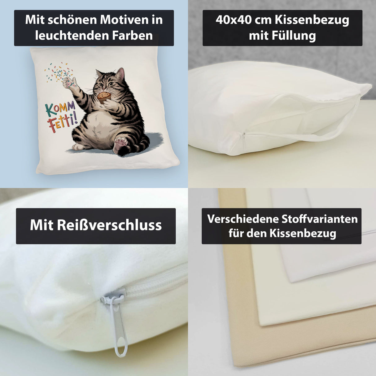 Pummelige Katze Kissen - Komm Fetti