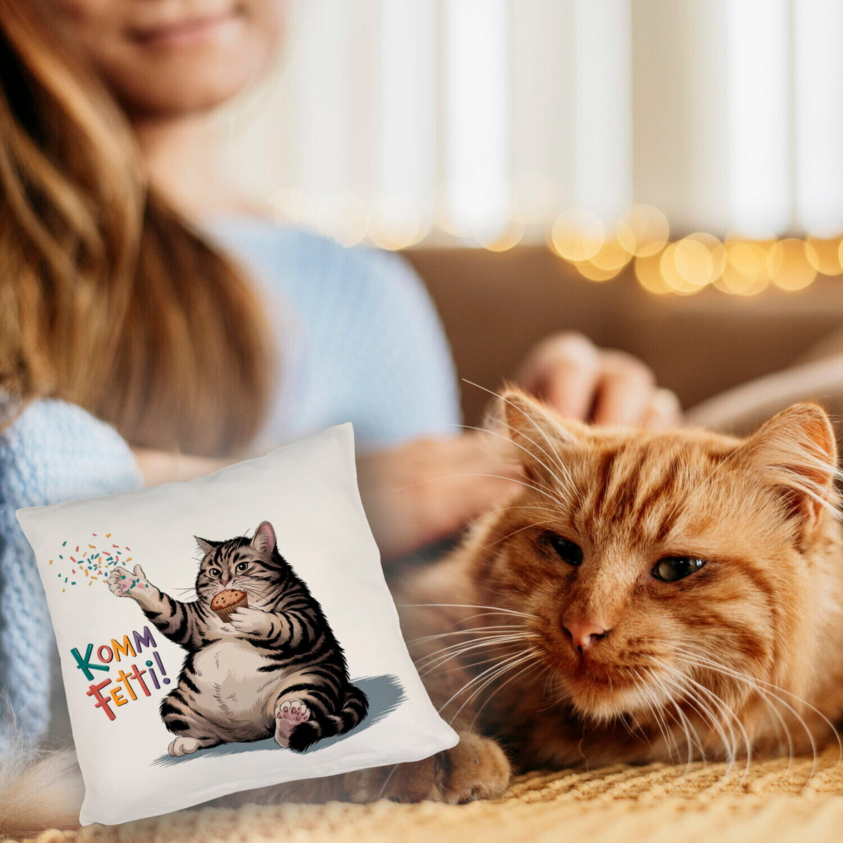 Pummelige Katze Kissen - Komm Fetti