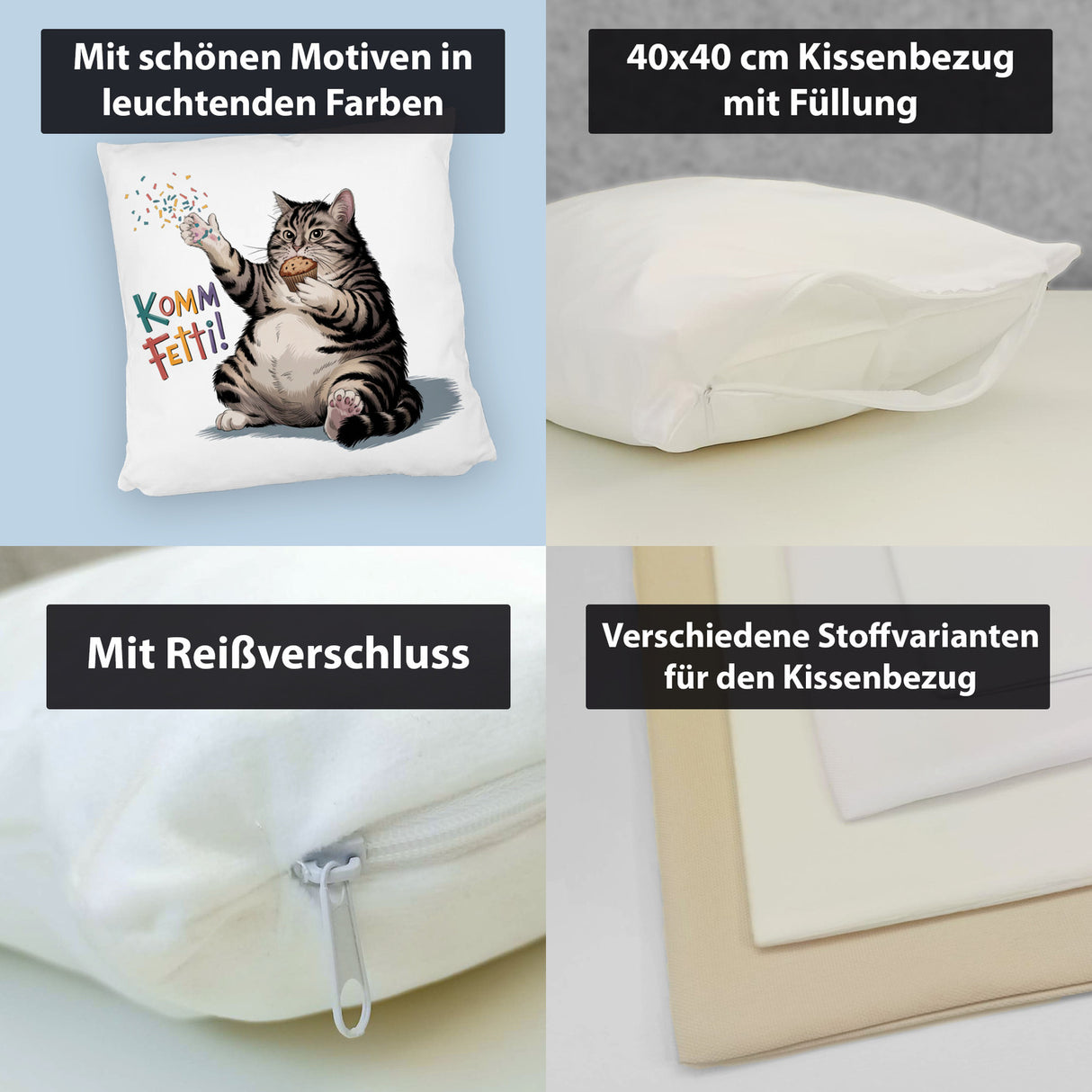 Pummelige Katze Kissen - Komm Fetti