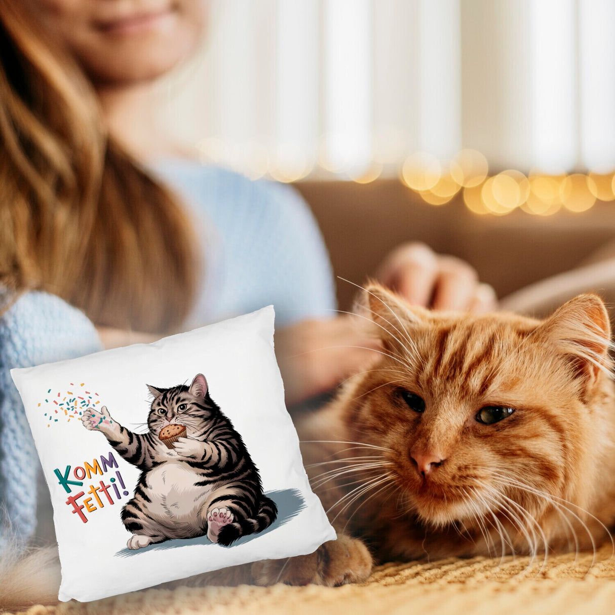Pummelige Katze Kissen - Komm Fetti