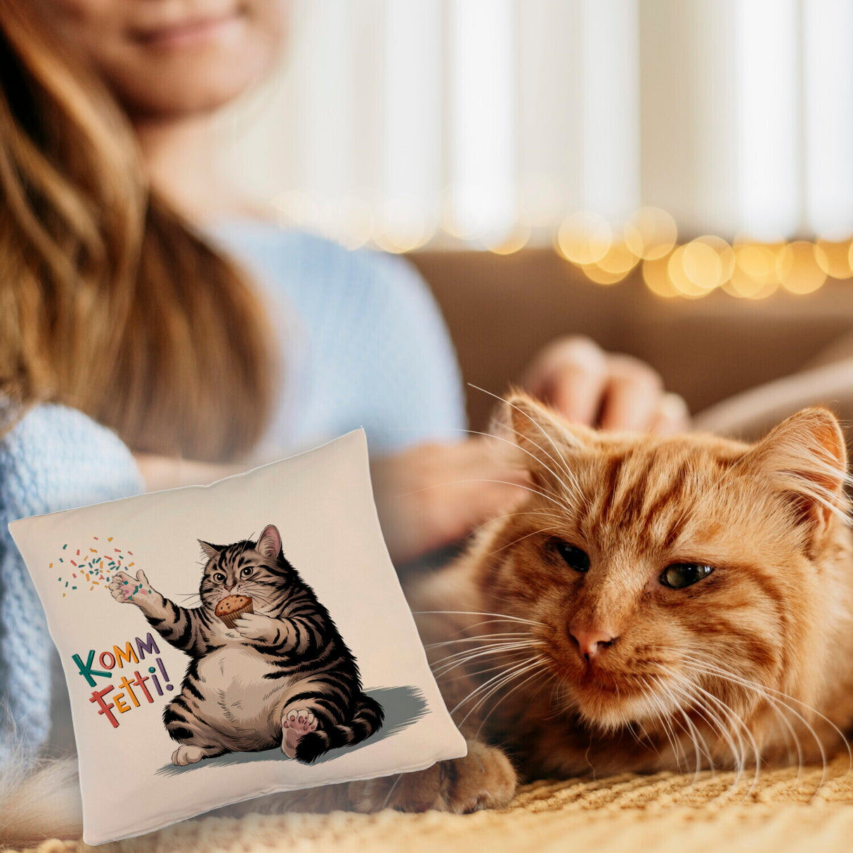 Pummelige Katze Kissen - Komm Fetti