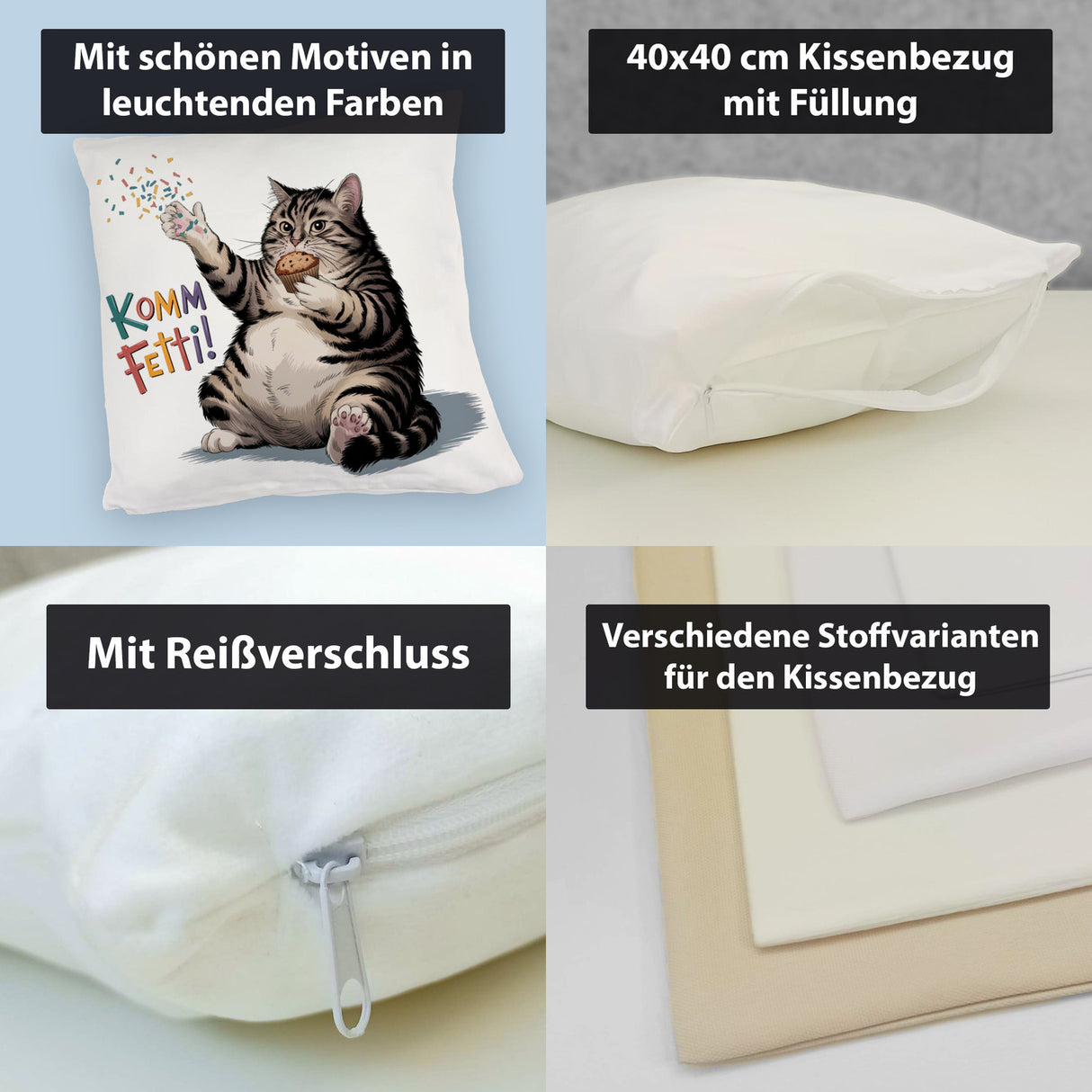 Pummelige Katze Kissen - Komm Fetti