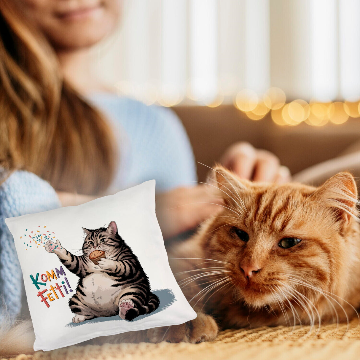 Pummelige Katze Kissen - Komm Fetti
