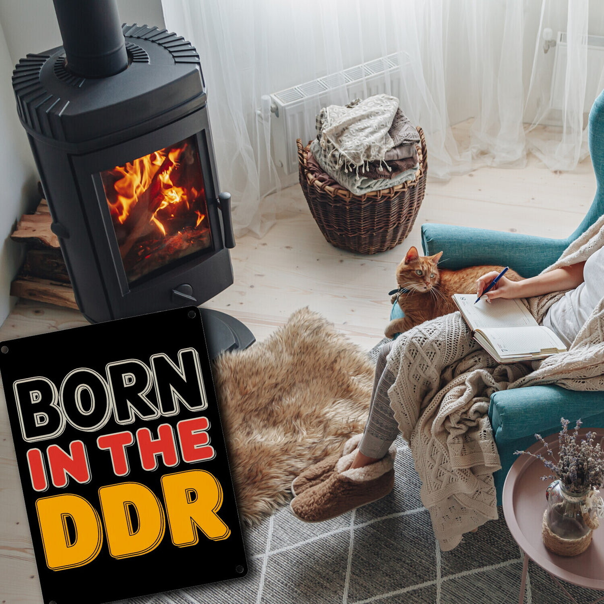 BORN in the DDR Retro Metallschild in 15x20 cm Ostdeutsche Identität