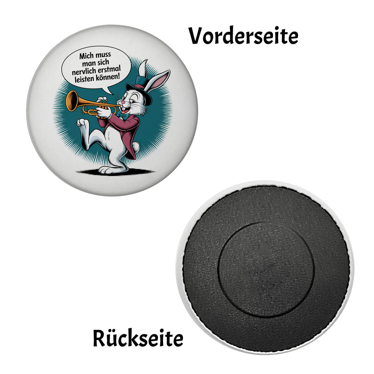 Nerviger Hase Magnet mit Trompete - bin nervig